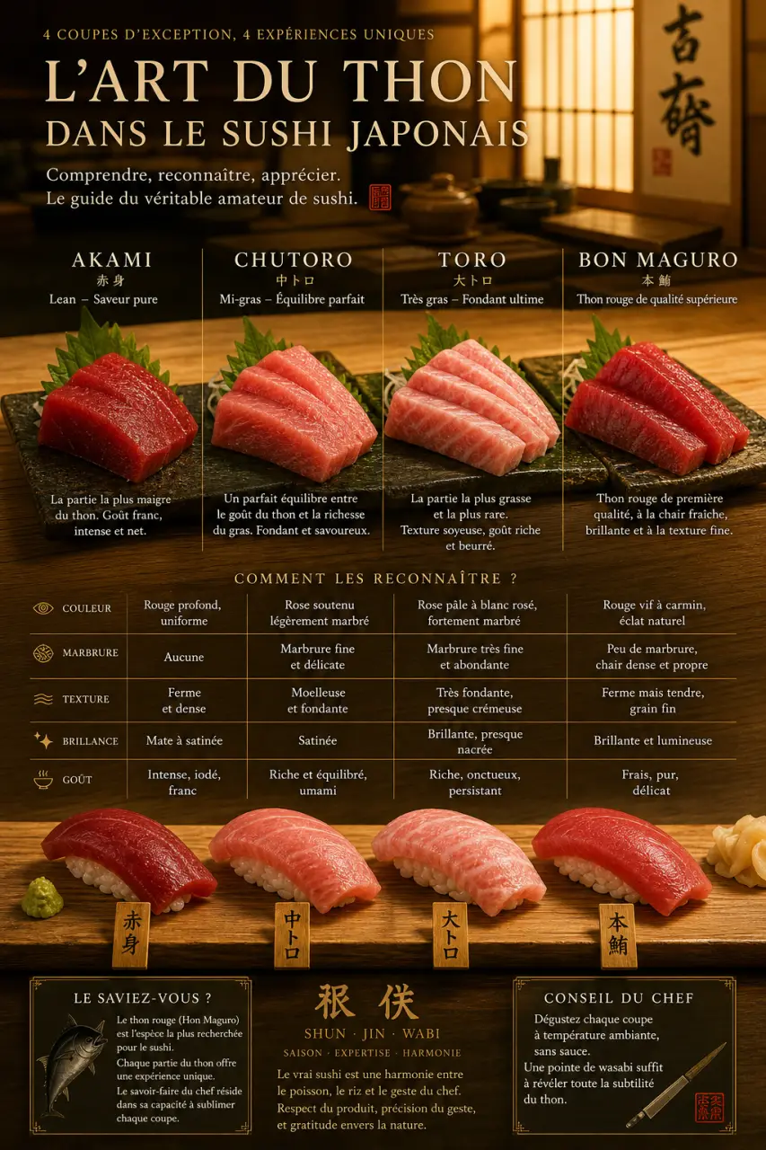 Thon japonais : comment reconnaître akami, chutoro, toro et le bon maguro ?