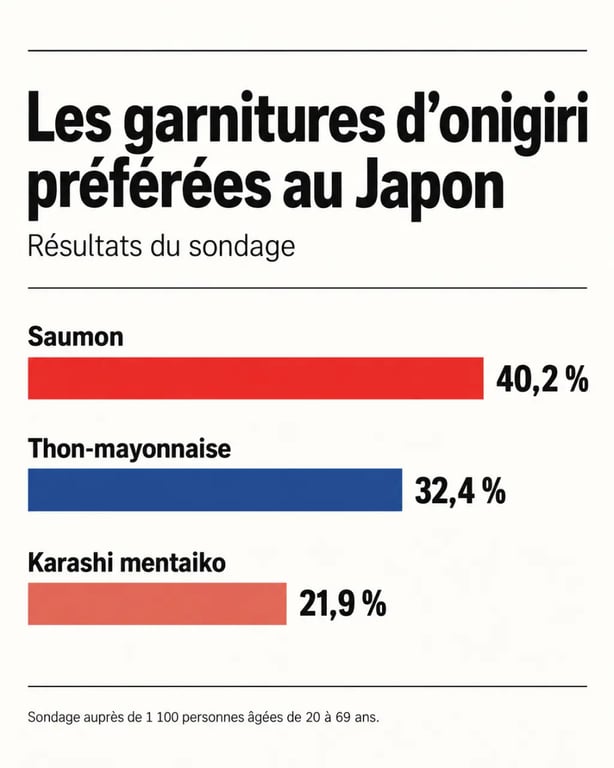 Garniture onigiri : popularité du saumon, du thon-mayonnaise et du karashi mentaiko au Japon
