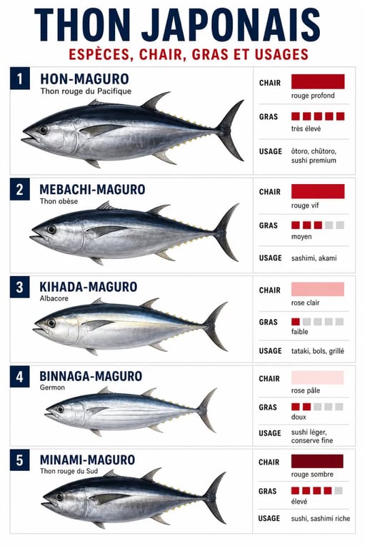 Thon japonais : espèces maguro et usages culinaires