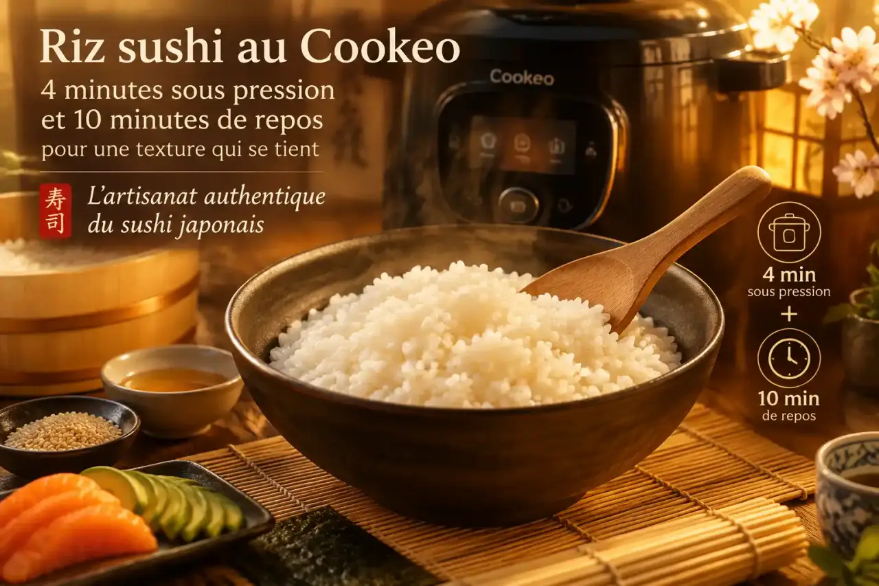 Riz sushi au Cookeo : 4 minutes sous pression et 10 minutes de repos pour une texture qui se tient