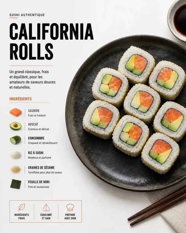 Recette maki california maison, plateau de sushis inversés avec saumon et avocat