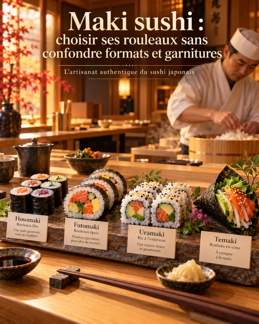 Maki sushi : choisir ses rouleaux sans confondre formats et garnitures