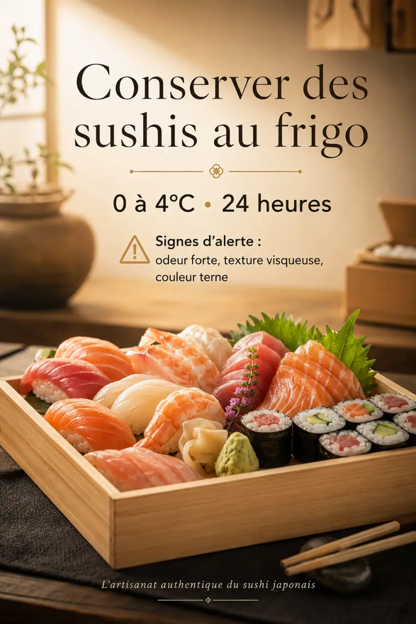 Conserver des sushis au frigo : 0 à 4°C, 24 heures et les signes d’alerte