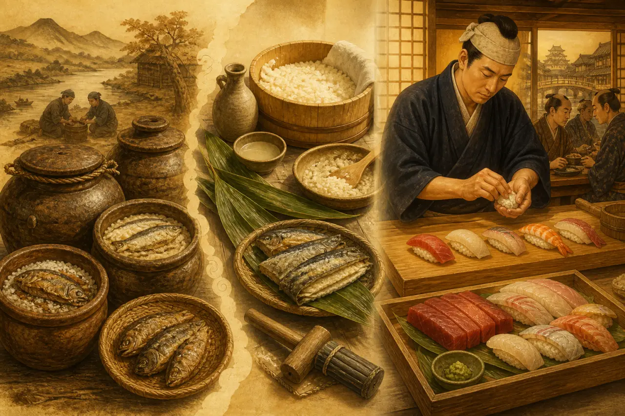 Du riz fermenté d’Asie au nigiri d’Edo : la vraie origine des sushis